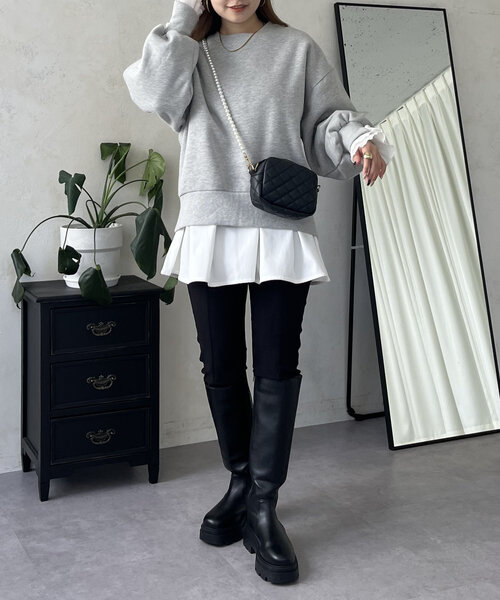 prose verse（プロズヴェール）の「パール付きプリーツフリルスリーブ裏起毛スウェット（Tシャツ/カットソー・レディース・ブラック/グレー/ピンク・MEDIUM）」の13枚目の写真