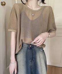 メッシュバッククロスニット