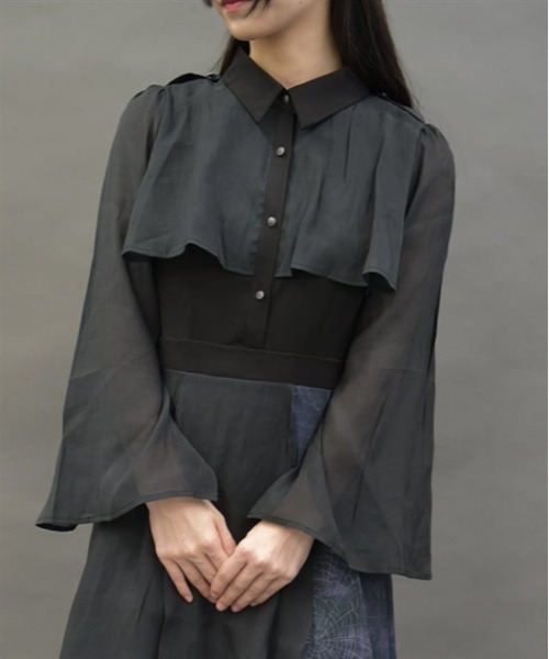 axes femme POETIQUE(アクシーズファムポエティック)の「ダークロマンスバイカラーワンピース(ワンピース・レディース・ワイン/ブルー/ブラック・MEDIUM)」の8枚目の写真