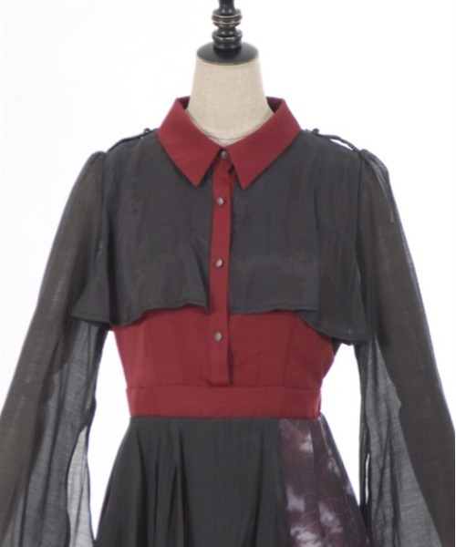 axes femme POETIQUE(アクシーズファムポエティック)の「ダークロマンスバイカラーワンピース(ワンピース・レディース・ワイン/ブルー/ブラック・MEDIUM)」の16枚目の写真