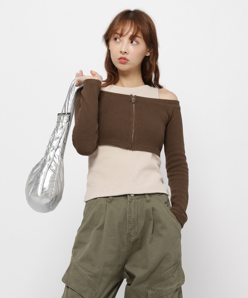 MAGPIEROBIN(マグパイロビン)の「MAGPIE ROBIN/レイヤード カーディガンSET(カーディガン/ボレロ・レディース・ブラック/ブラウン・FREE)」の4枚目の写真