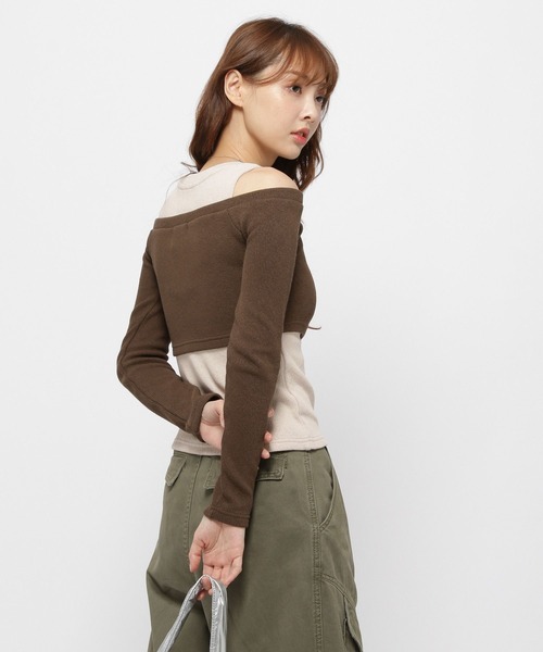 MAGPIEROBIN(マグパイロビン)の「MAGPIE ROBIN/レイヤード カーディガンSET(カーディガン/ボレロ・レディース・ブラック/ブラウン・FREE)」の5枚目の写真