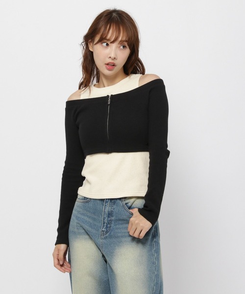 MAGPIEROBIN(マグパイロビン)の「MAGPIE ROBIN/レイヤード カーディガンSET(カーディガン/ボレロ・レディース・ブラック/ブラウン・FREE)」の8枚目の写真