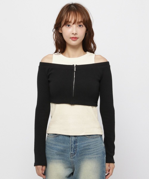 MAGPIEROBIN(マグパイロビン)の「MAGPIE ROBIN/レイヤード カーディガンSET(カーディガン/ボレロ・レディース・ブラック/ブラウン・FREE)」の11枚目の写真