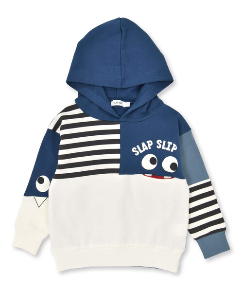 SLAP SLIP（スラップスリップ）の「【お揃い】おめめギョロギョロモンスターバイカラーフーディ(80~130cm)（パーカー・キッズ・イエロー/ネイビー・110cm/130cm/100cm/80ｃｍ/90cm/120cm）」の7枚目の写真