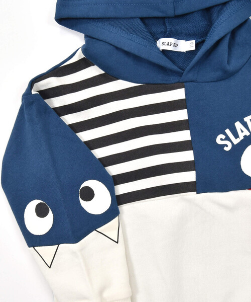 SLAP SLIP（スラップスリップ）の「【お揃い】おめめギョロギョロモンスターバイカラーフーディ(80~130cm)（パーカー・キッズ・イエロー/ネイビー・110cm/130cm/100cm/80ｃｍ/90cm/120cm）」の10枚目の写真