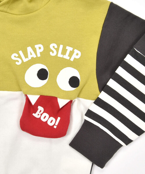 SLAP SLIP（スラップスリップ）の「【お揃い】おめめギョロギョロモンスターバイカラーフーディ(80~130cm)（パーカー・キッズ・イエロー/ネイビー・110cm/130cm/100cm/80ｃｍ/90cm/120cm）」の16枚目の写真