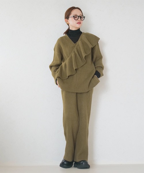 KOBE LETTUCE（コウベレタス）の「[ 田中亜希子さんコラボ ]　選べる2丈　リブニットパンツ（その他パンツ・レディース・ブラック/カーキ/ブルー系/ベージュ系・PM/M）」の16枚目の写真