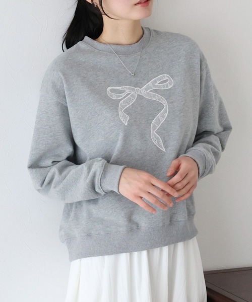 BLUEEAST(ブルーイースト)の「レースリボン刺繍スウェット(スウェット・レディース・チャコールグレー/グレー/アイボリー・MEDIUM)」の18枚目の写真