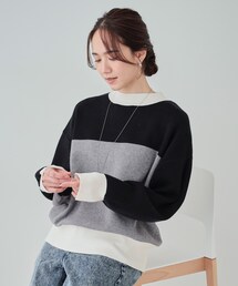 Cutie Blonde | 【S-LL】カラーブロッキングニット(ニット/セーター)