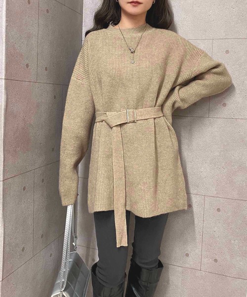 セール】ベルト付きニットプルオーバー（ニット/セーター）｜NANEA