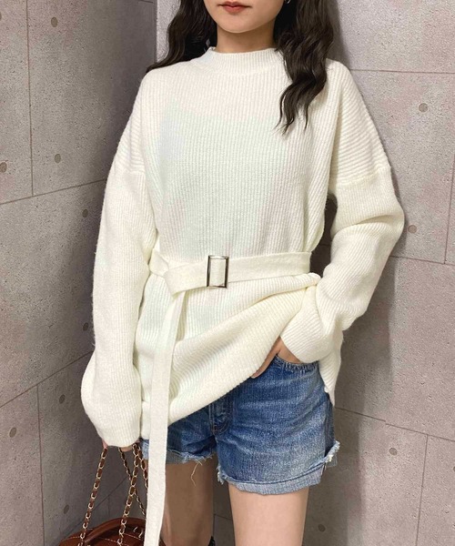 セール】ベルト付きニットプルオーバー（ニット/セーター）｜NANEA