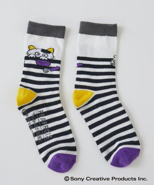 FRAPBOIS（フラボア）の「ボーダーソックス FRAPBOISｘタマ＆フレンズ（ソックス/靴下・レディース・ブラック/ブルー/ホワイト・FREE）」の4枚目の写真