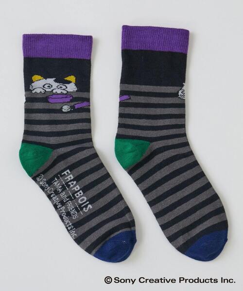 FRAPBOIS（フラボア）の「ボーダーソックス FRAPBOISｘタマ＆フレンズ（ソックス/靴下・レディース・ブラック/ブルー/ホワイト・FREE）」の6枚目の写真