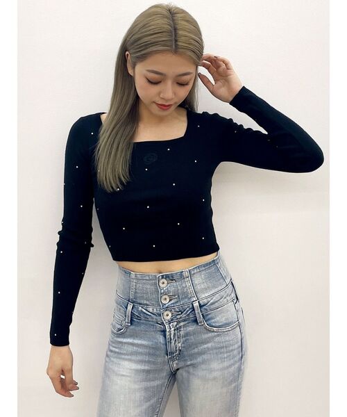 GYDA(ジェイダ)の「GDビジューニットトップス(ニット/セーター・レディース・オフホワイト/ブラック・FREE)」の10枚目の写真