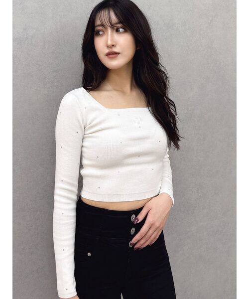 GYDA(ジェイダ)の「GDビジューニットトップス(ニット/セーター・レディース・オフホワイト/ブラック・FREE)」の17枚目の写真