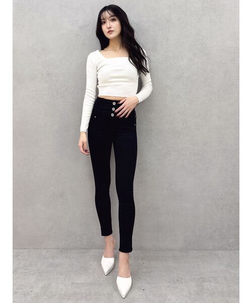 GYDA(ジェイダ)の「GDビジューニットトップス(ニット/セーター・レディース・オフホワイト/ブラック・FREE)」の20枚目の写真