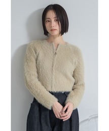 シャギーフロントジップカーディガン