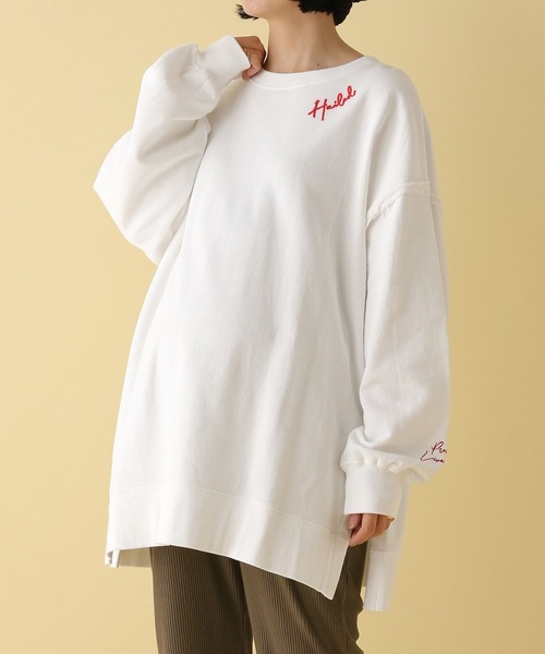 LEPSIM(レプシィム)の「【産前・産後対応】マタニティ/スリット刺繍チュニックワンピース 287571(マタニティウェア/グッズ・レディース・ブラック/オフホワイト/ライトグレー/ピンク・FREE)」の1枚目の写真