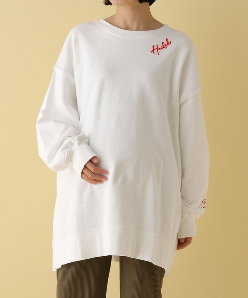 LEPSIM(レプシィム)の「【産前・産後対応】マタニティ/スリット刺繍チュニックワンピース 287571(マタニティウェア/グッズ・レディース・ブラック/オフホワイト/ライトグレー/ピンク・FREE)」の5枚目の写真