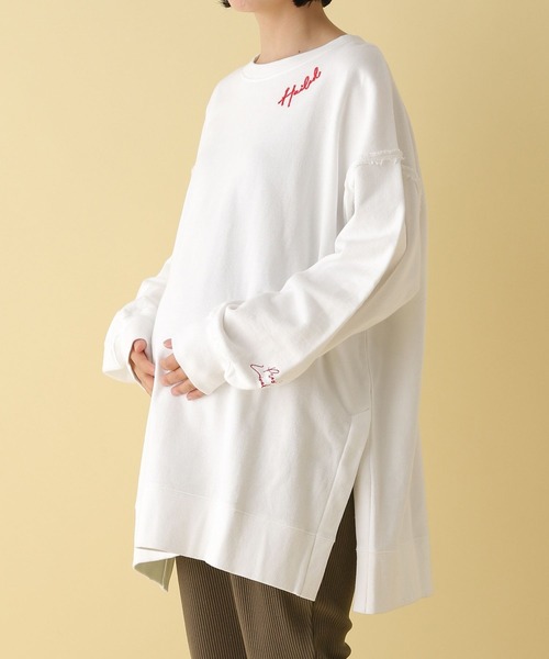 LEPSIM(レプシィム)の「【産前・産後対応】マタニティ/スリット刺繍チュニックワンピース 287571(マタニティウェア/グッズ・レディース・ブラック/オフホワイト/ライトグレー/ピンク・FREE)」の6枚目の写真