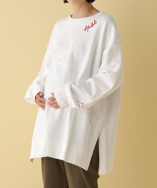 LEPSIM(レプシィム)の「【産前・産後対応】マタニティ/スリット刺繍チュニックワンピース 287571(マタニティウェア/グッズ・レディース・ブラック/オフホワイト/ライトグレー/ピンク・FREE)」の7枚目の写真