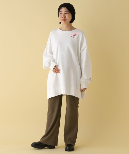 LEPSIM(レプシィム)の「【産前・産後対応】マタニティ/スリット刺繍チュニックワンピース 287571(マタニティウェア/グッズ・レディース・ブラック/オフホワイト/ライトグレー/ピンク・FREE)」の9枚目の写真