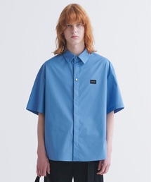CULLNI 半袖シャツ スイッチングシャツ 青/緑ストライプ　ブルー/グリーン CULLNI 半袖シャツ スイッチングシャツ 青/緑ストライプ ブルー