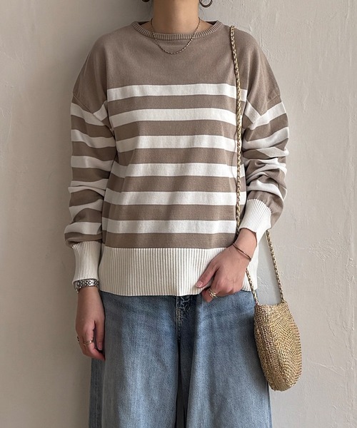 LBC(エルビーシー)の「ドロップショルダーニット(ニット/セーター・レディース・ベージュ/イエロー/グリーン/ホワイト・M)」の1枚目の写真