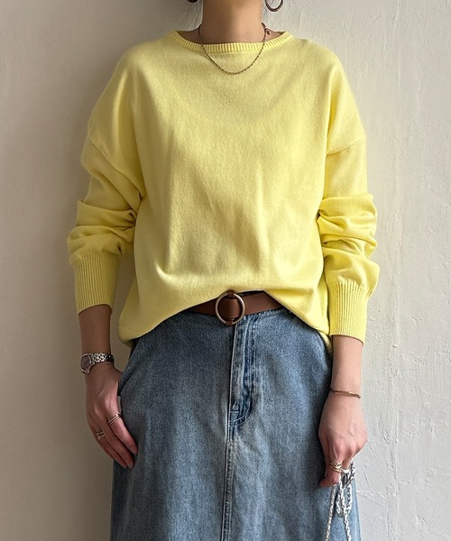 LBC(エルビーシー)の「ドロップショルダーニット(ニット/セーター・レディース・ベージュ/イエロー/グリーン/ホワイト・M)」の4枚目の写真