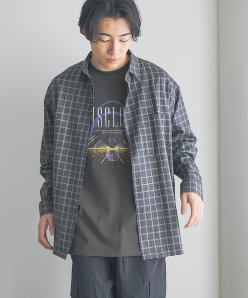 LOWRYS FARM(ローリーズファーム)の「シアサッカーチェックシャツLS 321317(シャツ/ブラウス・メンズ・グレー/ブルー/チャコールグレー・MEDIUM/LARGE)」の1枚目の写真