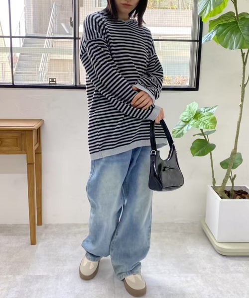 mebole（メボレ）の「フード付きボーダーセーター（ニット/セーター・レディース・ブラック・FREE）」の13枚目の写真