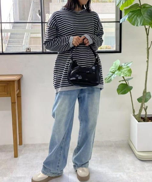 mebole（メボレ）の「フード付きボーダーセーター（ニット/セーター・レディース・ブラック・FREE）」の14枚目の写真