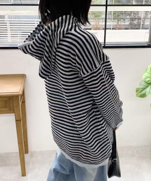 mebole（メボレ）の「フード付きボーダーセーター（ニット/セーター・レディース・ブラック・FREE）」の19枚目の写真
