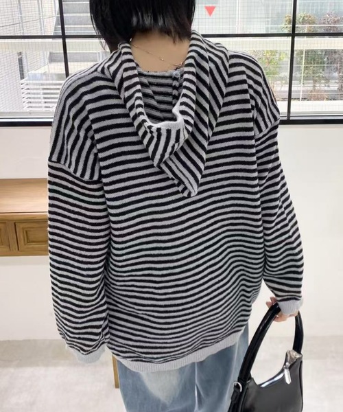 mebole（メボレ）の「フード付きボーダーセーター（ニット/セーター・レディース・ブラック・FREE）」の18枚目の写真