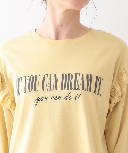 Cutie Blonde（キューティーブロンド）の「【S-LL/洗える】ショルダーフリルが目を惹く ロゴプリントロンT（Tシャツ/カットソー・レディース・チャコールグレー/ホワイト/イエロー系その他・01/02/03/04）」の22枚目の写真