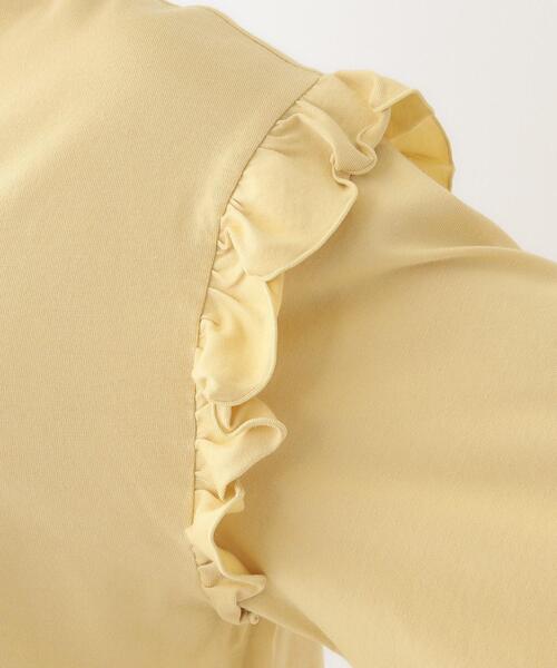 Cutie Blonde（キューティーブロンド）の「【S-LL/洗える】ショルダーフリルが目を惹く ロゴプリントロンT（Tシャツ/カットソー・レディース・チャコールグレー/ホワイト/イエロー系その他・01/02/03/04）」の6枚目の写真