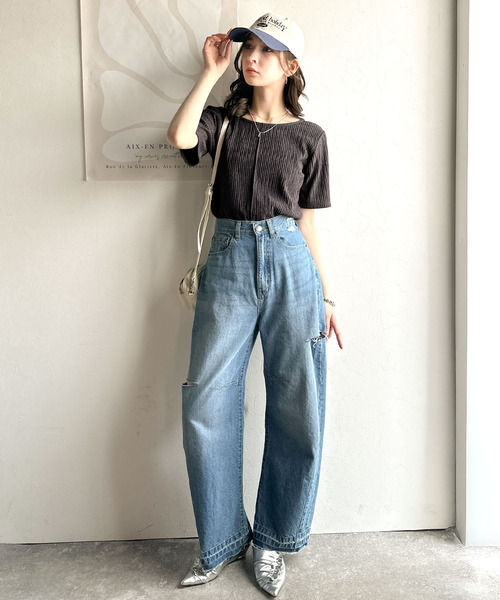 classicalelf(クラシカルエルフ)の「抜け感&二の腕カバーの優等生。前後2wayジャガードトップス(半袖)(Tシャツ/カットソー・レディース・ライトグレー/チャコール/ブラック/アイボリー・LARGE/MEDIUM/SMALL/X-LARGE)」の20枚目の写真