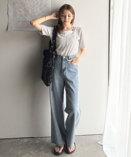 classicalelf(クラシカルエルフ)の「抜け感&二の腕カバーの優等生。前後2wayジャガードトップス(半袖)(Tシャツ/カットソー・レディース・ライトグレー/チャコール/ブラック/アイボリー・LARGE/MEDIUM/SMALL/X-LARGE)」の11枚目の写真