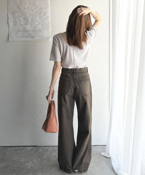 classicalelf(クラシカルエルフ)の「抜け感&二の腕カバーの優等生。前後2wayジャガードトップス(半袖)(Tシャツ/カットソー・レディース・ライトグレー/チャコール/ブラック/アイボリー・LARGE/MEDIUM/SMALL/X-LARGE)」の16枚目の写真