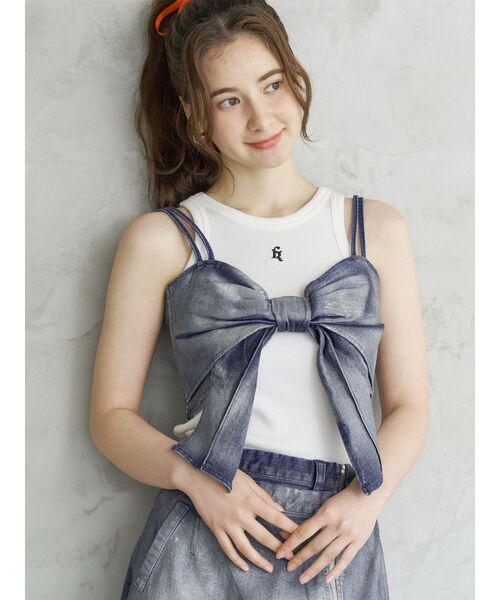 CALNAMUR（カルナムール）の「GLITTER DENIM RIBBON BUSTIER
