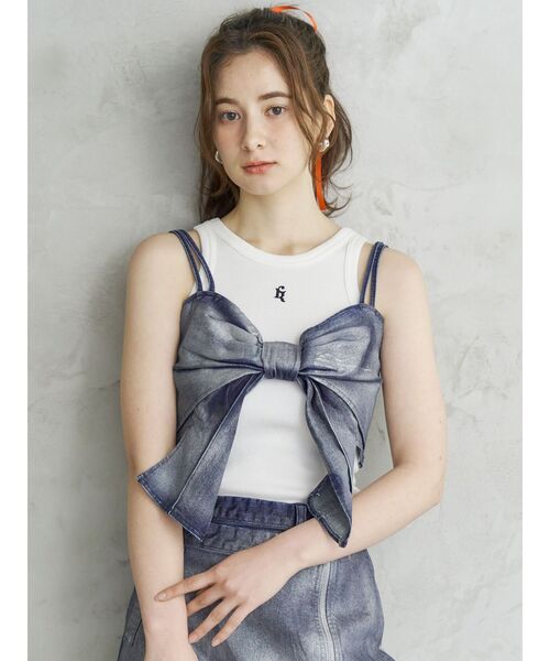 【MOGU】カルムナール　グリッターデニムリボンビスチェ【新品同様】 GLITTER DENIM RIBBON BUSTIER/グリッターデニムリボンビスチェ