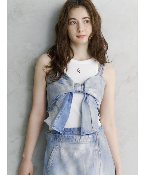 GLITTER DENIM RIBBON BUSTIER/グリッターデニムリボンビスチェ