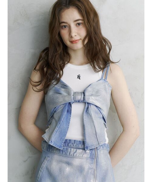 CALNAMUR（カルナムール）の「GLITTER DENIM RIBBON BUSTIER