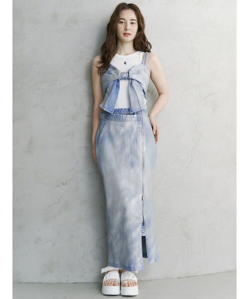【MOGU】カルムナール　グリッターデニムリボンビスチェ【新品同様】 CALNAMUR（カルナムール）の「GLITTER DENIM RIBBON BUSTIER