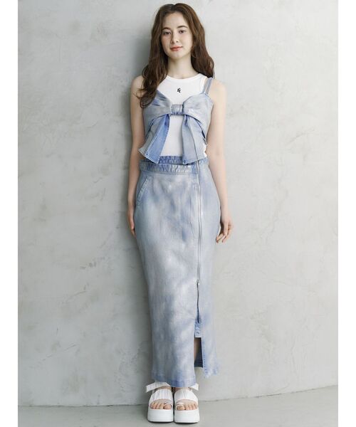 【MOGU】カルムナール　グリッターデニムリボンビスチェ【新品同様】 CALNAMUR（カルナムール）の「GLITTER DENIM RIBBON BUSTIER