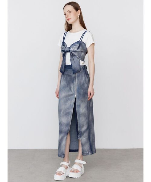 【MOGU】カルムナール　グリッターデニムリボンビスチェ【新品同様】 GLITTER DENIM RIBBON BUSTIER/グリッターデニムリボンビスチェ