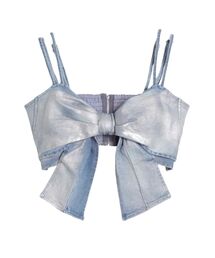 CALNAMUR | GLITTER DENIM RIBBON BUSTIER/グリッターデニムリボンビスチェ【セットアップ着用可】(シャツ/ブラウス)