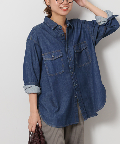 JOURNAL STANDARD relume（ジャーナルスタンダード　レリューム）の「《追加5》9oz C/Rデニムワークシャツ（シャツ/ブラウス・レディース・ブルー/ネイビー・FREE）」の14枚目の写真