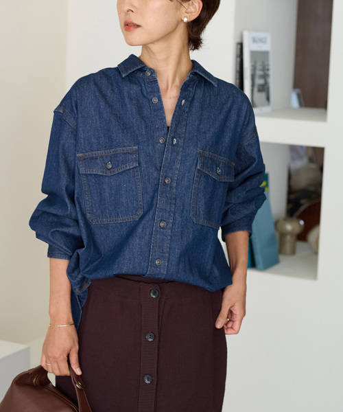 JOURNAL STANDARD relume（ジャーナルスタンダード　レリューム）の「《追加5》9oz C/Rデニムワークシャツ（シャツ/ブラウス・レディース・ブルー/ネイビー・FREE）」の22枚目の写真